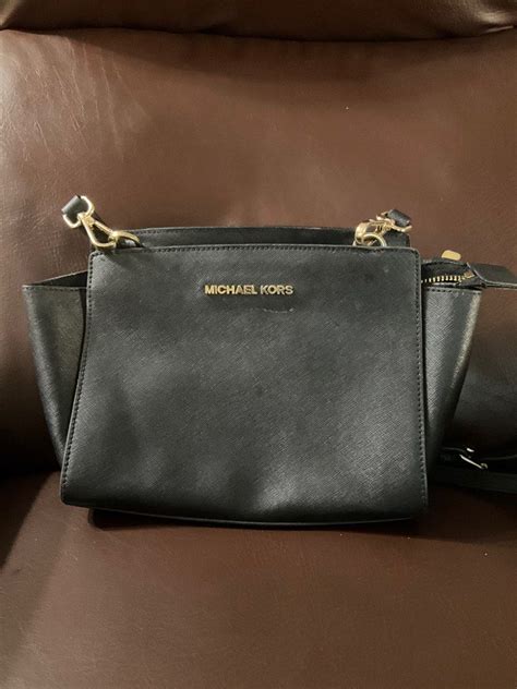 michael kors selma medium saffiano leather messenger black